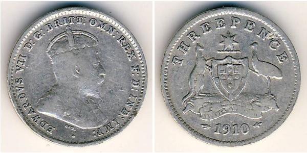 3 Penny 澳大利亚 銀 爱德华七世 (1841-1910)