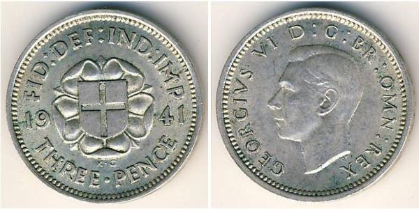 3 Penny 英国 銀 