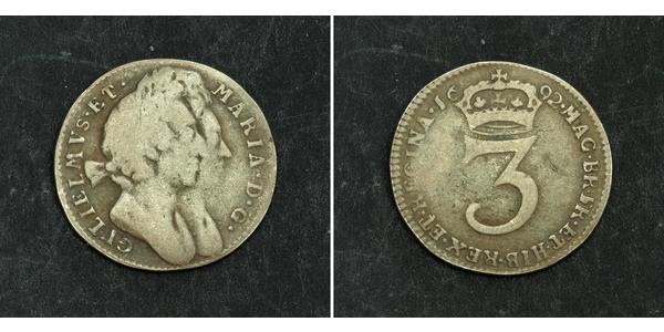 3 Penny 英国 銀 