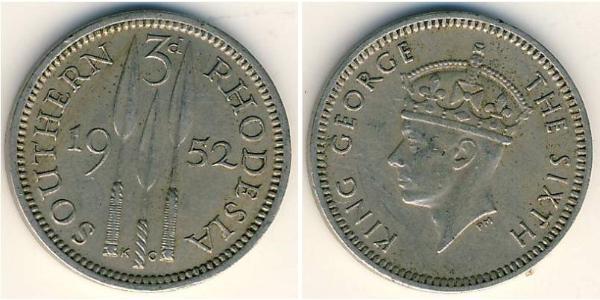 3 Penny 南羅德西亞 銅/镍 乔治六世 (1895-1952)