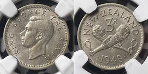 3 Penny 新西兰 銅/镍 乔治六世 (1895-1952)