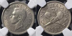3 Penny 新西兰 銅/镍 乔治六世 (1895-1952)