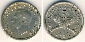 3 Penny 新西兰 銅/镍 乔治六世 (1895-1952)