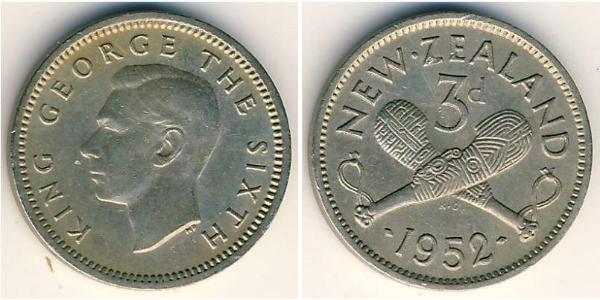 3 Penny 新西兰 銅/镍 乔治六世 (1895-1952)