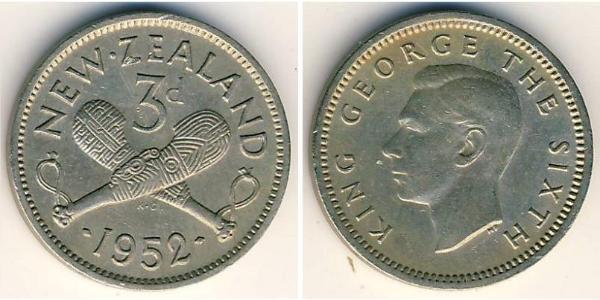 3 Penny 新西兰 銅/镍 乔治六世 (1895-1952)