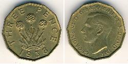 3 Penny 英国 黃銅 