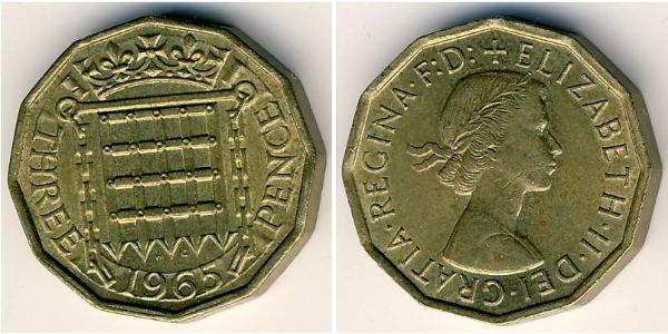 3 Penny 英国 黃銅 