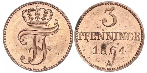 3 Pfennig Mecklemburgo-Schwerin (1352-1918) Cobre Federico Francisco II de Mecklemburgo-Schwerin