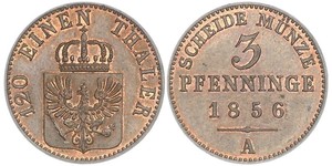 3 Pfennig Reino de Prusia (1701-1918) Cobre 