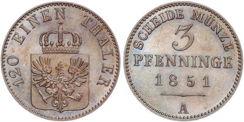 3 Pfennig Royaume de Prusse (1701-1918) Cuivre 