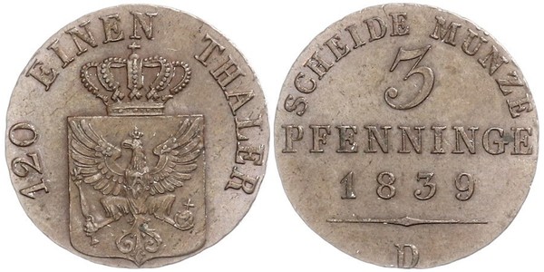 3 Pfennig Royaume de Prusse (1701-1918) Cuivre 