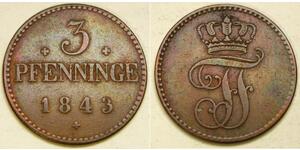 3 Pfennig States of Germany Cuivre 