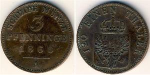 3 Pfennig Königreich Preußen (1701-1918) Kupfer 