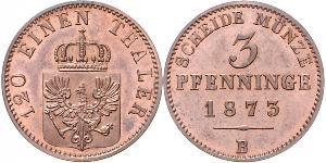 3 Pfennig Königreich Preußen (1701-1918) Kupfer 