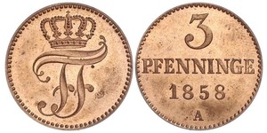 3 Pfennig Mecklenburg-Schwerin (1352-1918) Kupfer Friedrich Franz II. (Mecklenburg)