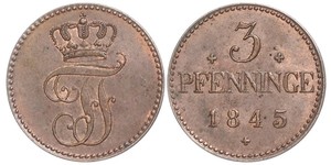 3 Pfennig Meclemburgo-Schwerin (1352-1918) Rame Federico Francesco II di Meclemburgo-Schwerin