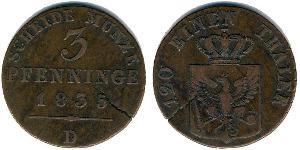 3 Pfennig Regno di Prussia (1701-1918) Rame 