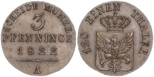 3 Pfennig Regno di Prussia (1701-1918) Rame 