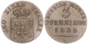 3 Pfennig Regno di Prussia (1701-1918) Rame 