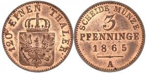 3 Pfennig Regno di Prussia (1701-1918) Rame 