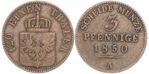 3 Pfennig 普魯士王國 (1701 - 1918) 銅 