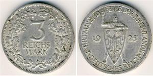 3 Reichsmark République de Weimar (1918-1933) Argent 