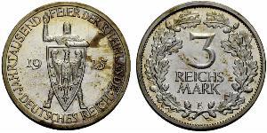 3 Reichsmark République de Weimar (1918-1933) Argent 