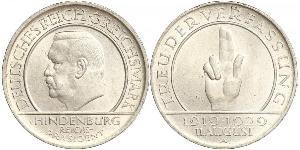 3 Reichsmark République de Weimar (1918-1933) Argent Paul von Hindenburg