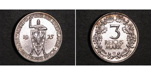 3 Reichsmark République de Weimar (1918-1933) Argent 