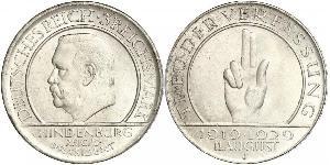 3 Reichsmark Repubblica di Weimar (1918-1933) Argento Paul von Hindenburg