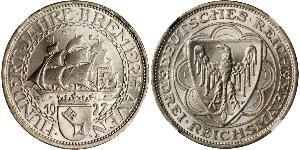 3 Reichsmark Repubblica di Weimar (1918-1933) Argento 
