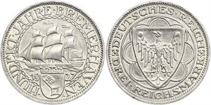 3 Reichsmark Repubblica di Weimar (1918-1933) Argento 