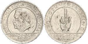 3 Reichsmark Repubblica di Weimar (1918-1933) Argento Paul von Hindenburg