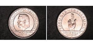 3 Reichsmark Repubblica di Weimar (1918-1933) Argento Paul von Hindenburg