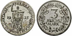 3 Reichsmark Repubblica di Weimar (1918-1933) Argento 