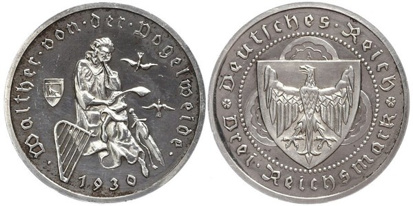 3 Reichsmark Repubblica di Weimar (1918-1933) Argento 