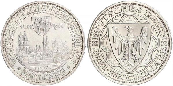 3 Reichsmark Repubblica di Weimar (1918-1933) Argento 