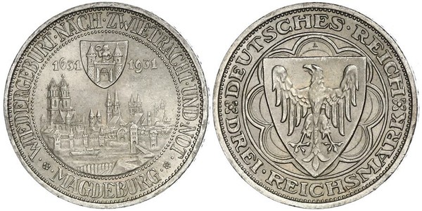 3 Reichsmark Repubblica di Weimar (1918-1933) Argento 