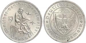 3 Reichsmark República de Weimar (1918-1933) Plata 