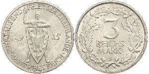 3 Reichsmark República de Weimar (1918-1933) Plata 