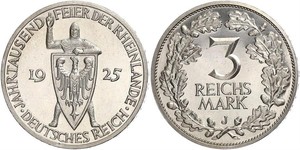 3 Reichsmark República de Weimar (1918-1933) Plata 