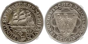 3 Reichsmark República de Weimar (1918-1933) Plata 