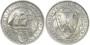 3 Reichsmark República de Weimar (1918-1933) Plata 