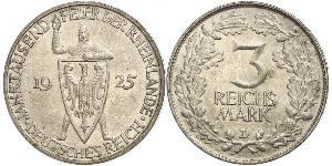 3 Reichsmark República de Weimar (1918-1933) Plata 