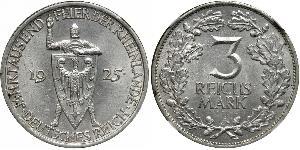 3 Reichsmark República de Weimar (1918-1933) Plata 