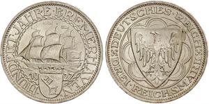 3 Reichsmark República de Weimar (1918-1933) Plata 