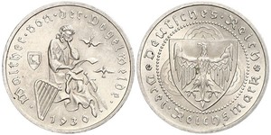 3 Reichsmark República de Weimar (1918-1933) Plata 