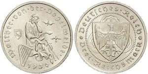 3 Reichsmark República de Weimar (1918-1933) Plata 