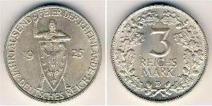 3 Reichsmark República de Weimar (1918-1933) Plata 
