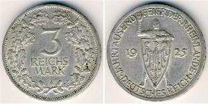 3 Reichsmark República de Weimar (1918-1933) Plata 